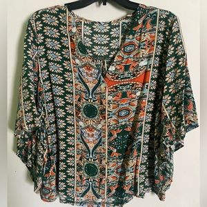 Patterned Slightly Cropped Blouse